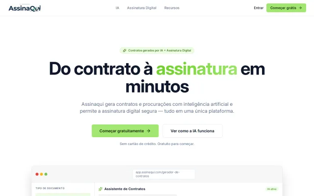 Site AssinaAqui — assinatura digital de documentos