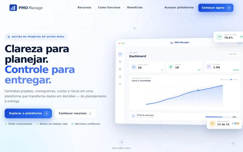 Landing do Projeto PMO — gestão de projetos