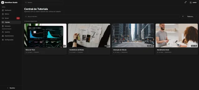 Workflow Studio — central de tutoriais e rotinas de trabalho